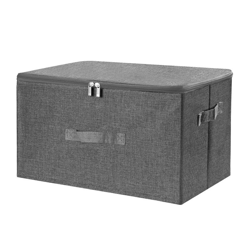 ANMINY Storage Bins with Zipper Lids 36 Qt Lidded Fabric Storage Boxes Baskets Cubes with Handles Collapsible Washable Cotton Linen Closet Shelf Clothes Organizer Containers - Gray, Large - Image 1